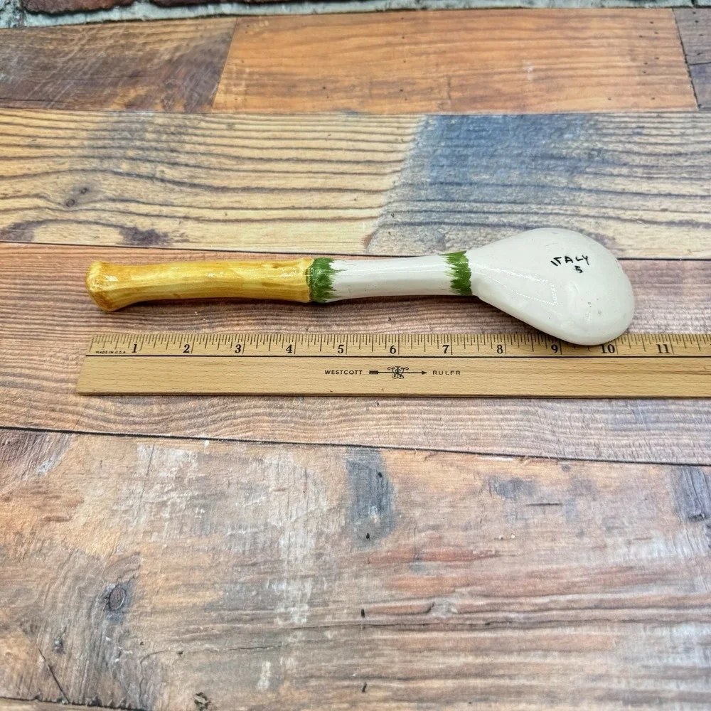 Ceramic Serving Spoon Italy Majolica Style Lemon Vintage Hand Painted Pottery